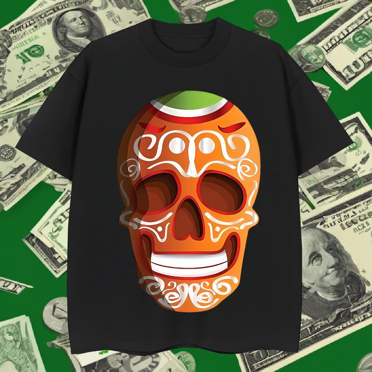 Brand T-Shirts 230g Cotton skull Sport Custom Printing O Neck Short Sleeves Tshirts Wholesale Tops Tees