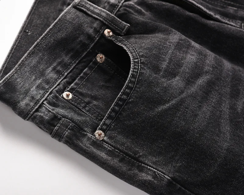 High quality mens jeans casual black and gray patch work retro washed jeans Trouser mens custom Flares denim jeans 240823