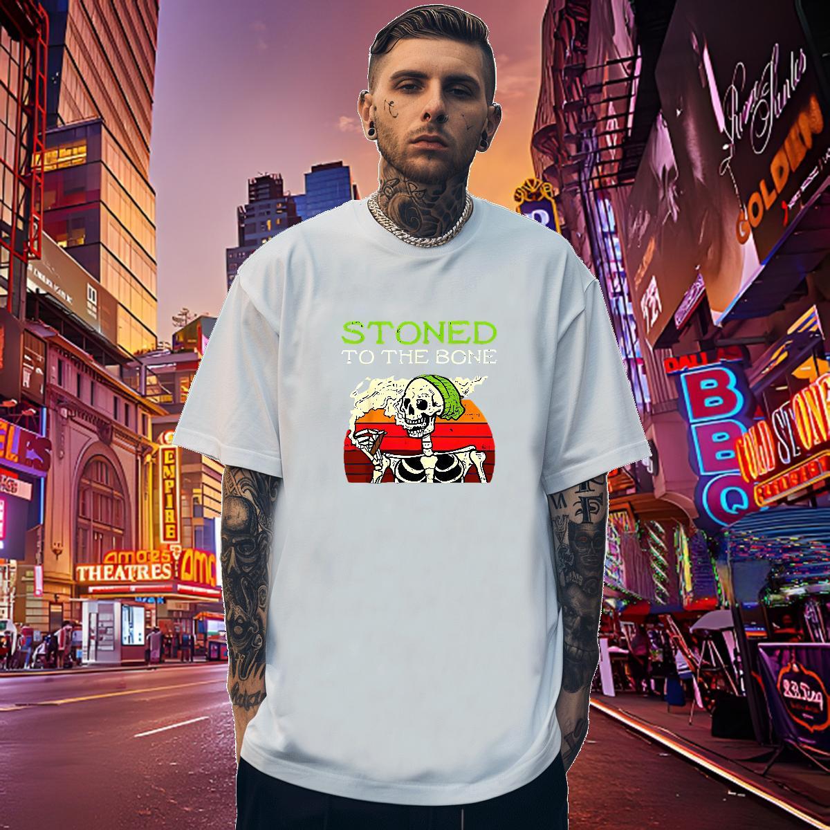 Unisex T Shirt For Man 100% Cotton 230g skull Street Wear Floral Print Round Neck Short Sleeve Men Clothes T-Shirt Fashion Designer Tops Shirt