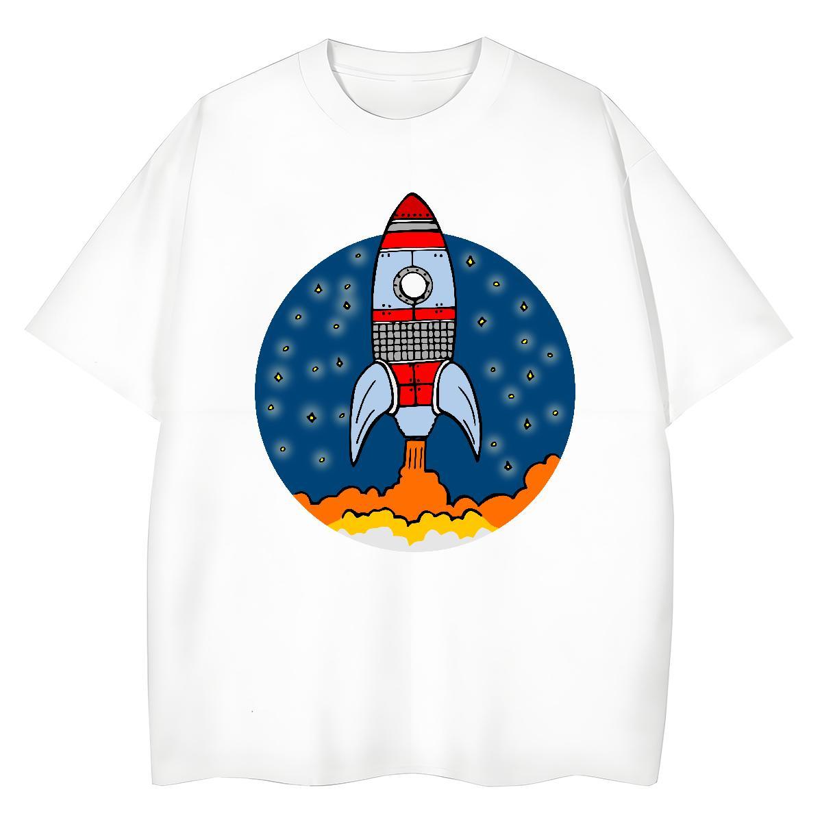 Popular Woman Tshirt 230g Pure Cotton rocket Street Wear T Shirts Women Breathable Short Sleeve Oversized Tops Tees