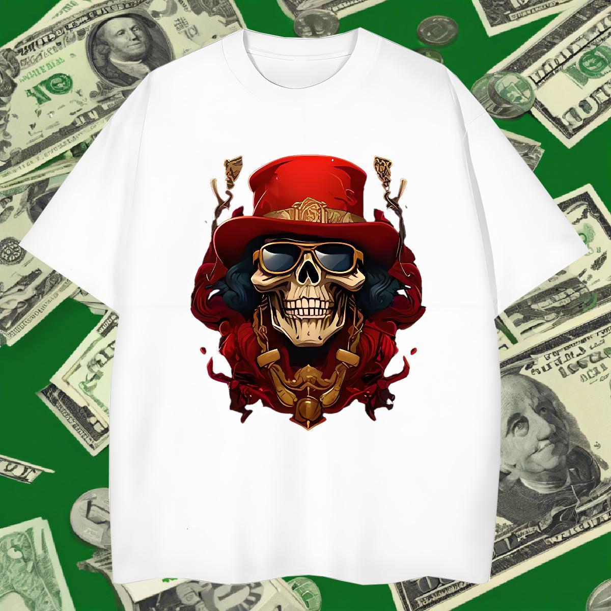 Popular T Shirts Men 100% Cotton 230g skull Sport Oversized 3XL 4XL Round Neck Short Sleeve Men Tops Tees 2024 New Polos
