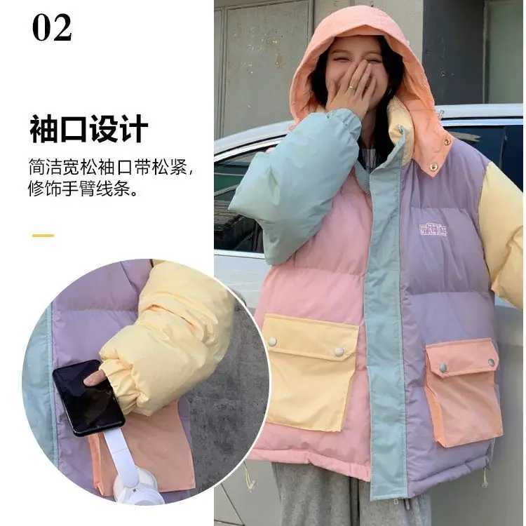 Women's Down Parkas Work clothes cotton jacket womens clothing winter coat 2023 new color short park thick girls coat Y240824PNGU
