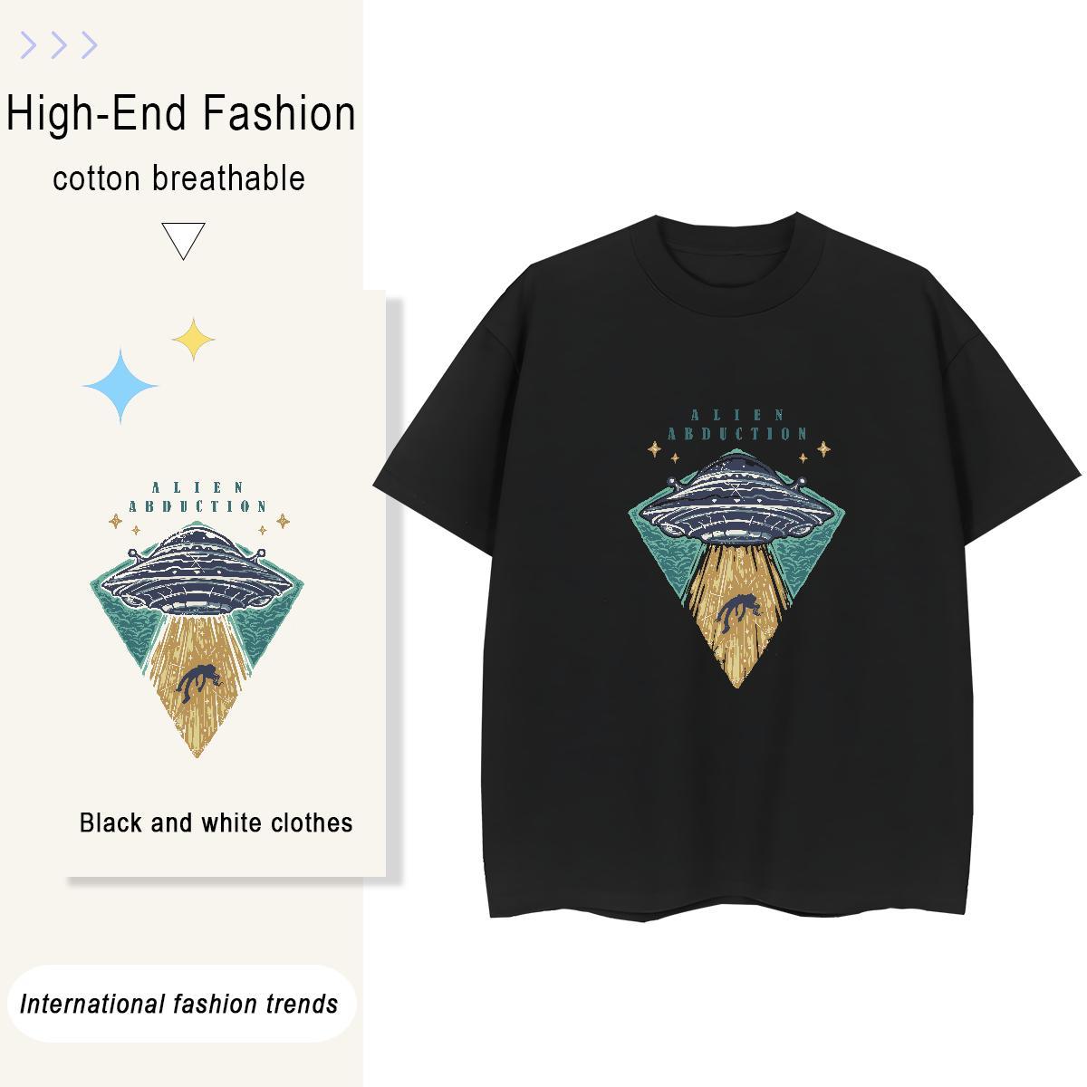 Nice Women Tees 230g 100% Cotton UFO Street Wear Woman T Shirts Short sleeve Soft Black White Tshirts
