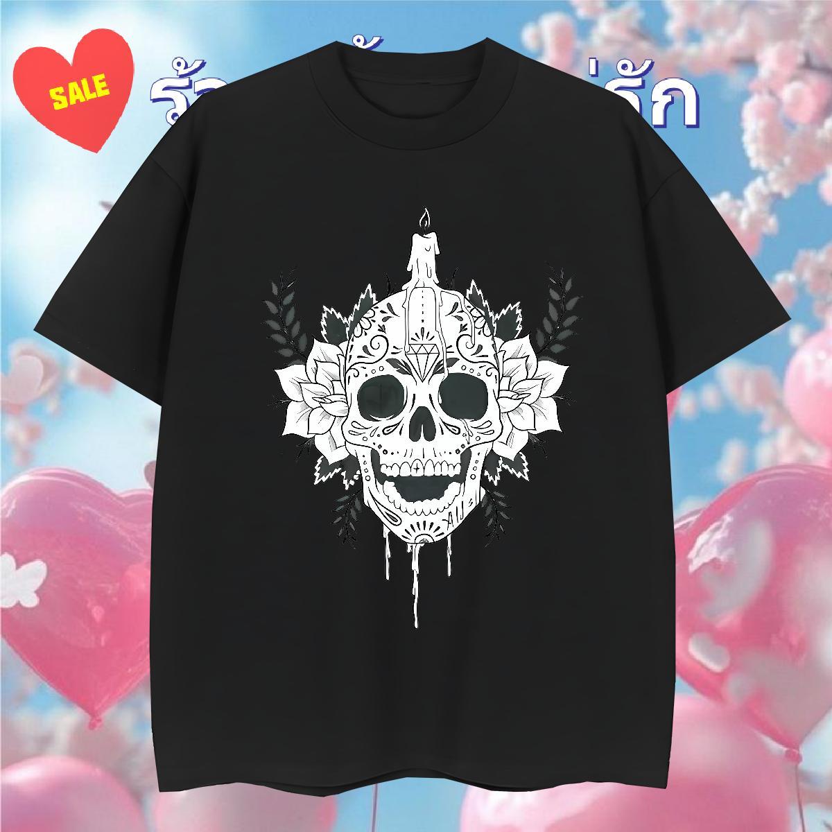Designer T-Shirts for Men 230g Pure Cotton skull Daily Outfit Asian Size Breathable Crew Neck Men Tees Fashion Design Tees Shirts