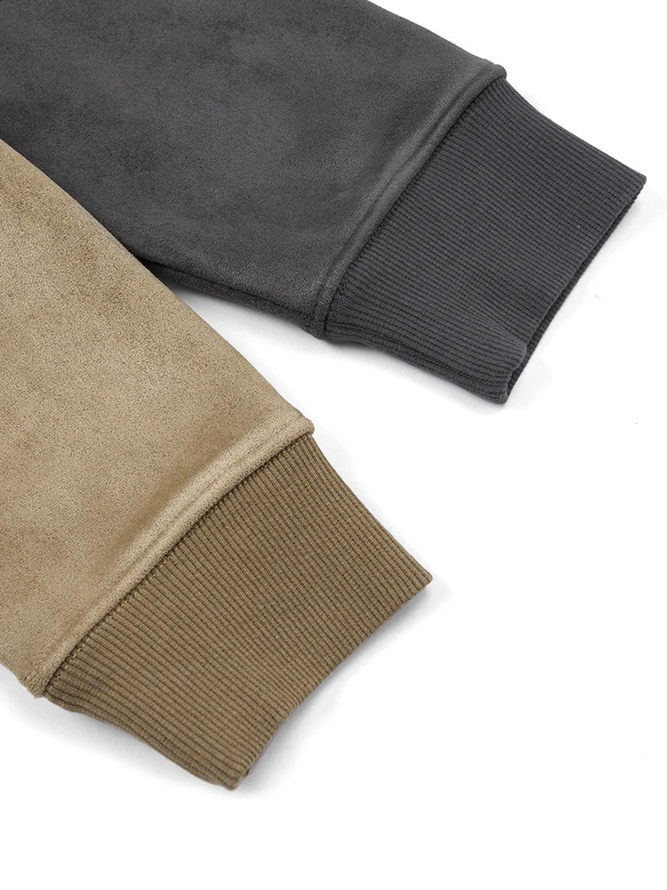 Autumn Collection 420gsm Suede Fabric Warm Wool Lining Sweater Mens Extra Large Retro Hoodie 240823