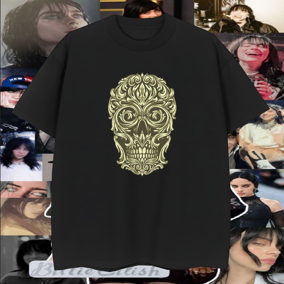 Cool Design Men T Shirts 230g 100% Cotton skull High Street Hip Hop Customized Print Breathable Short Sleeve Tshirt for Man Woman Brand Tees