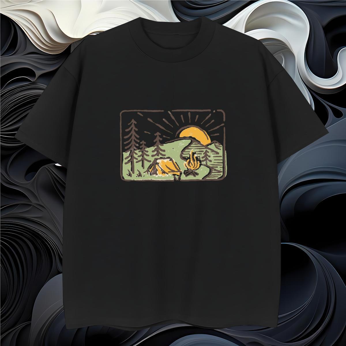 Cool Mens T Shirts 230g Pure Cotton mountains Street Graphic Breathable Short Sleeve Men Tops Tees Fashion Designer Tees Shirts