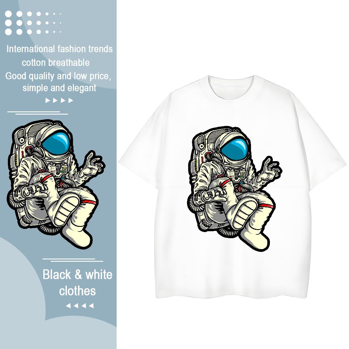 5A Women Tshirts 230g Pure Cotton cosmonaut Beach T-Shirts Breathable Plus Size Custom Top Tees