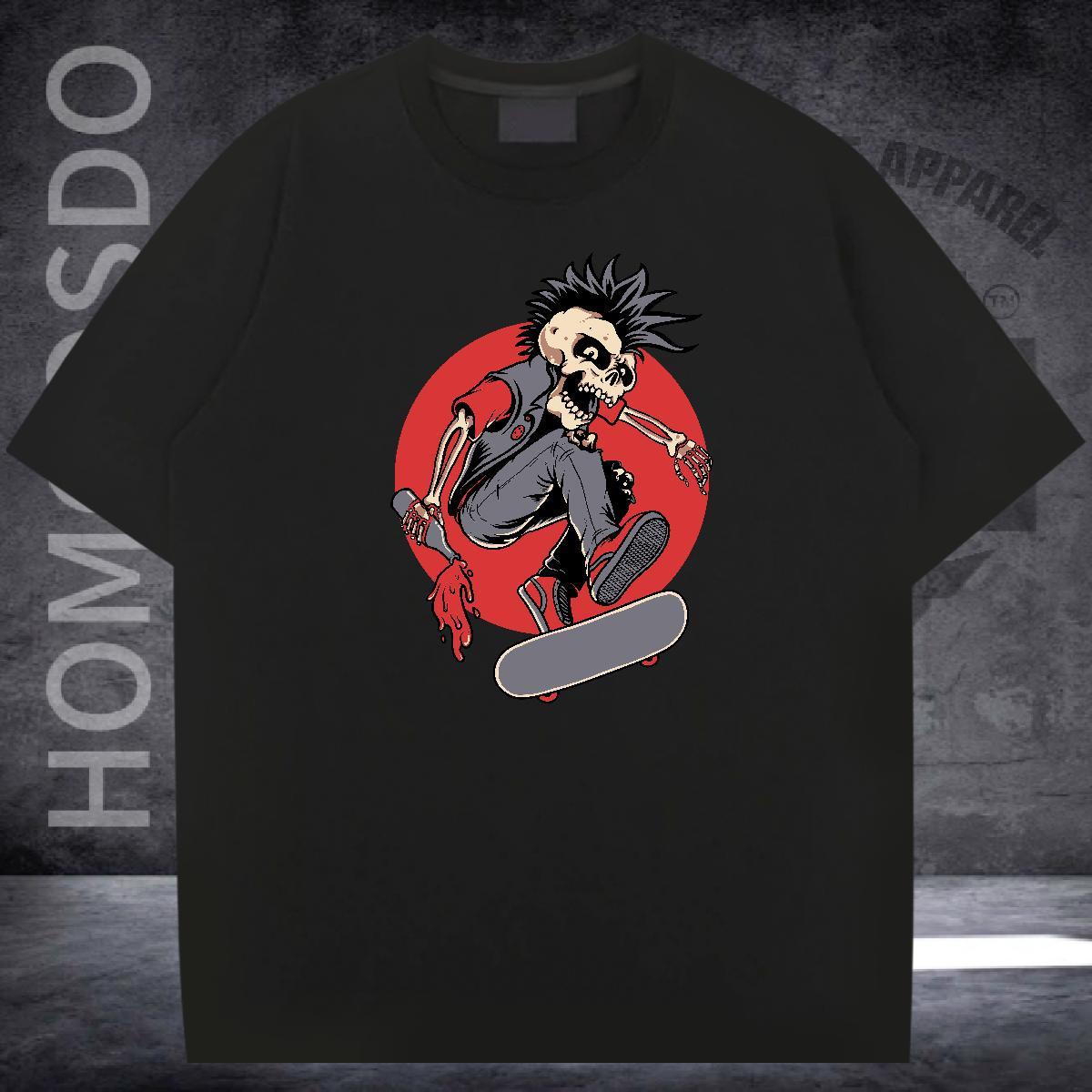 Designer T Shirts Men 230g Cotton skull Home Outdoor DIY Printed Breathable Short Sleeve Men Clothes T-Shirt Fashion Tee Shirt