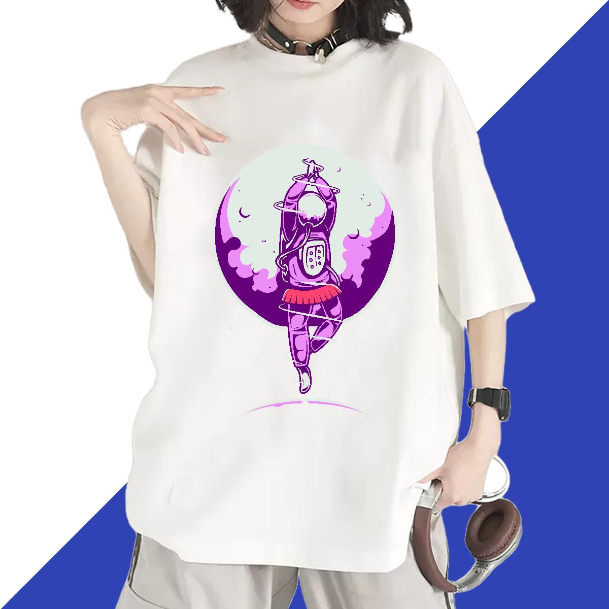 Female Unisex Tshirts 230g 100% Cotton universe Casual Daily Wear T-Shirts Breathable Black White Tee Shirt