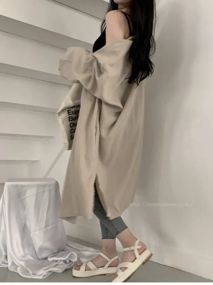 Summer Korean Style Womens Long Sleeve Cardigan Shirt with Sun Protection Loose Solid Color Thin Breathable Casual Jacket 240823
