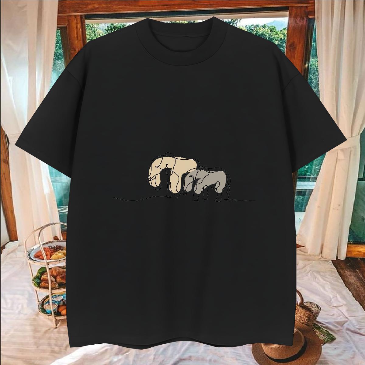 Designer Fashion Men Tshirts Elephant High Street Hip Hop 230g Cotton Polos O-Neck Short Sleeve Unisex Men T Shirts DIY Printed