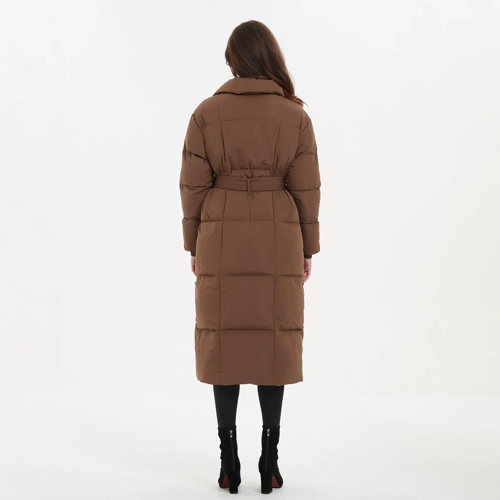 Malina Thick Loose Parkas Womens Fashion Solid Color Button Coat Elegant Tie Long Cotton Jacket 240823