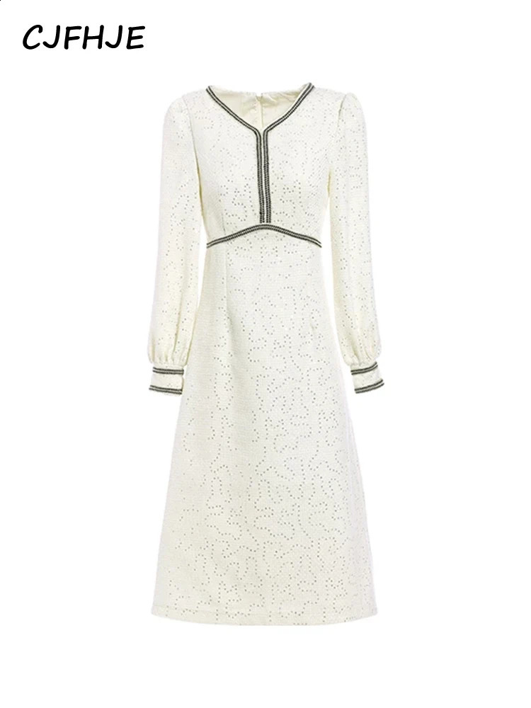 Party Temperament Slim Tweed Long Sleeved Woman Dress Vintage Sequins V-Neck Woolen Maxi Dresses for Women Vestidos Winter 240824