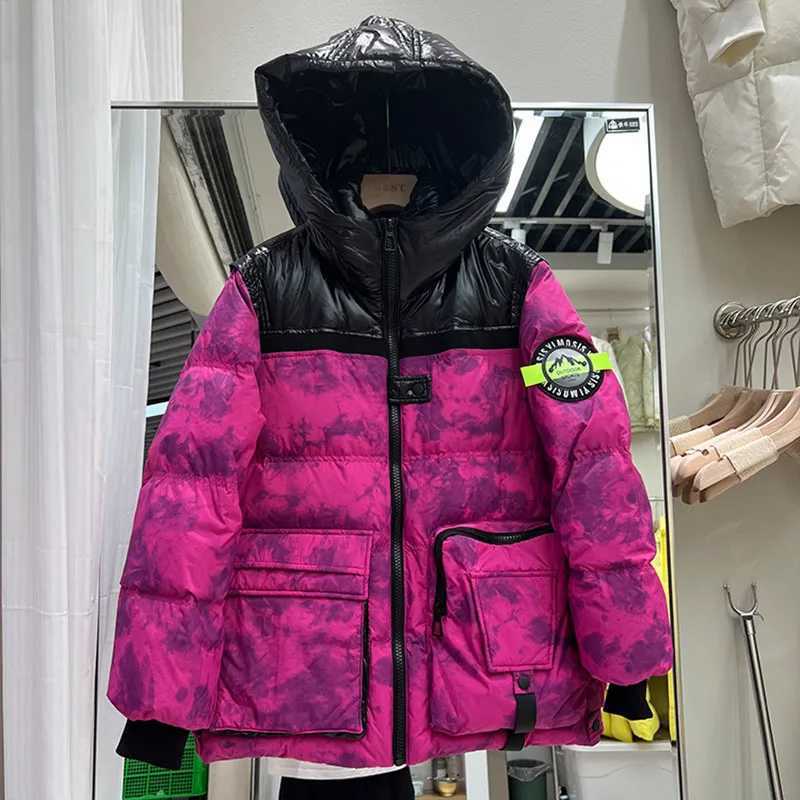 Women's Down Parkas Women Print Down Jacket New Casual Style White Duck Down Jackets Autumn Winter Coats And Parkas Female Outwear Y24082461KI
