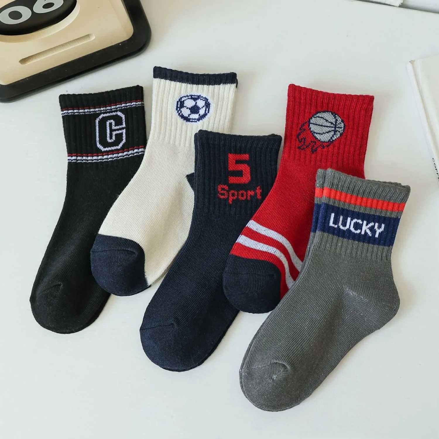 5 Pairs Boys sports Socks Spring Summer Autumn Childrens Short Socks 1-12Y Baby CL240824
