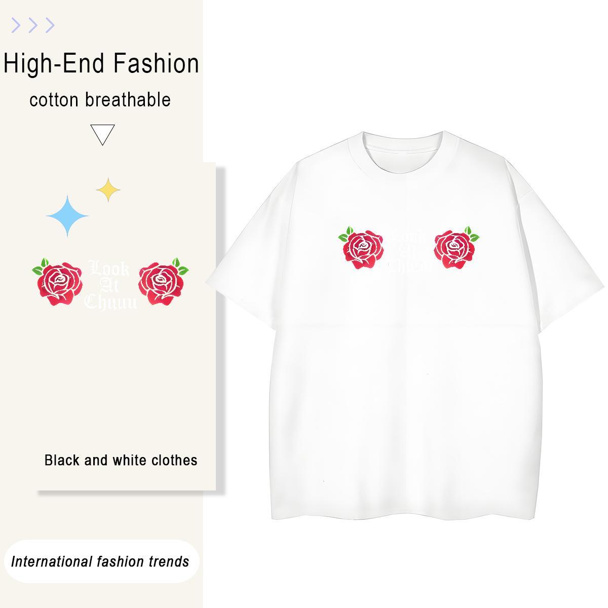 Female Unisex Tshirts 230g Pure Cotton letter Street Casual T shirt Breathable Crew Neck DIY Logo Tops Tees