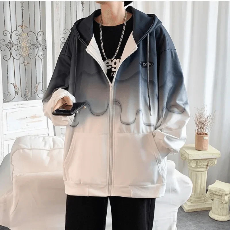Mans Summer Sun Protection Clothing Zipper Hoodies Long Sleeve Oversize Loose Hooded Coat Y2k Korea Fashion Man Sports Top 240823