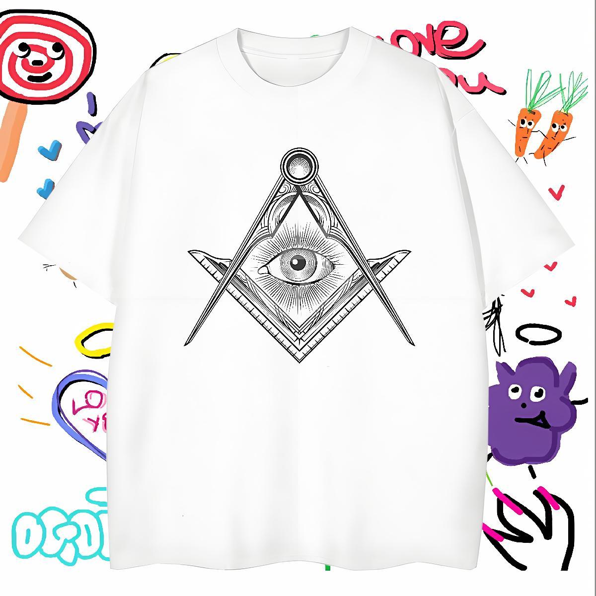 Classic T-Shirts 230g Cotton eye of the devil Summer Casual Anime Breathable Crew Neck Tshirts DIY Customized Tee Shirt