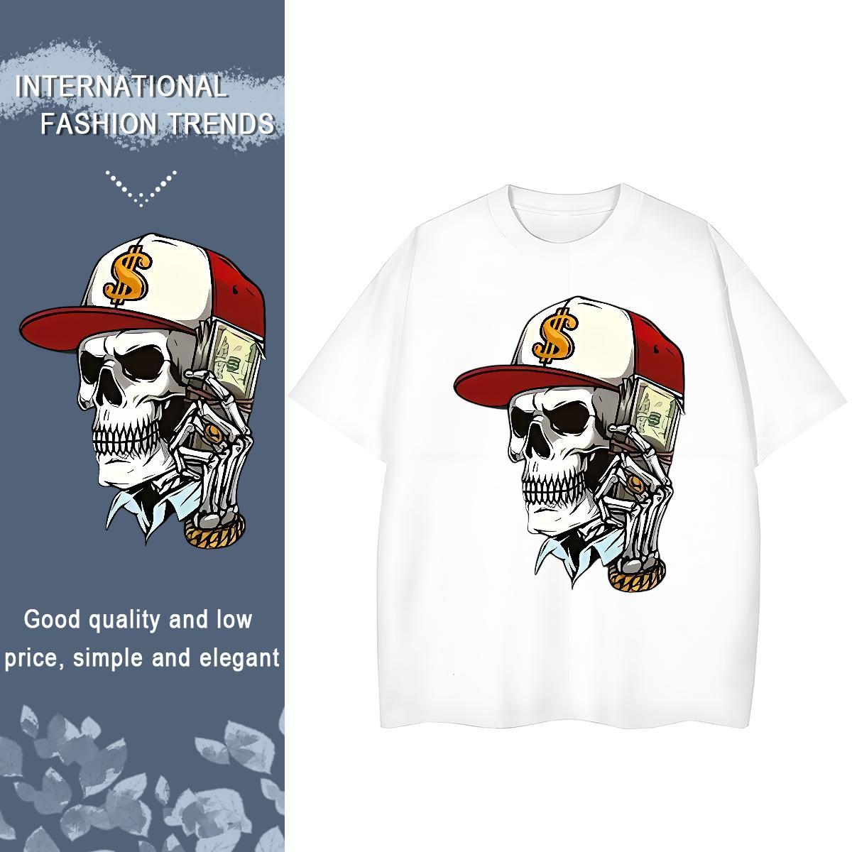Wholesale T-Shirts for Men 230g Cotton halloween Casual Daily Wear Plus Size Cartoon Crew Neck Breathable Men Tops Tees Customized Tops Shirt