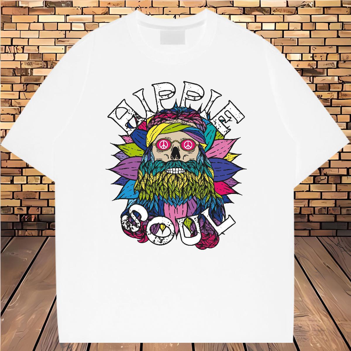 Cool Design Man T Shirts 100% Cotton 230g skull High Street Hip Hop White Plus Size Breathable Men Tees 2024 Designer Top Tees