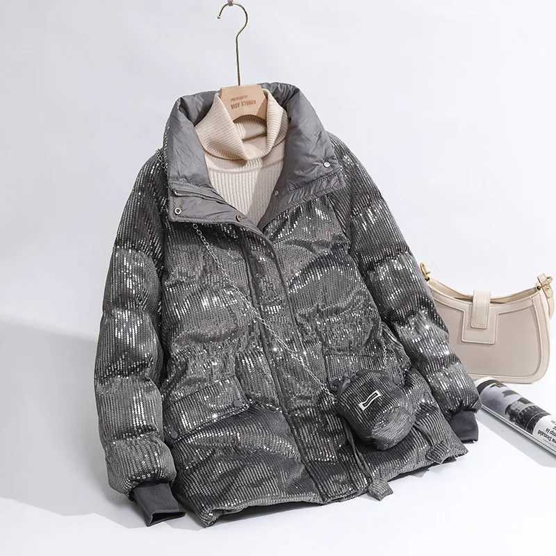 Women's Down Parkas Black Bright Silk Clothes Women Warm puffer Jacket Parka Feather Woman White Duck Down Coats Winter 2023 Y240824MVXE