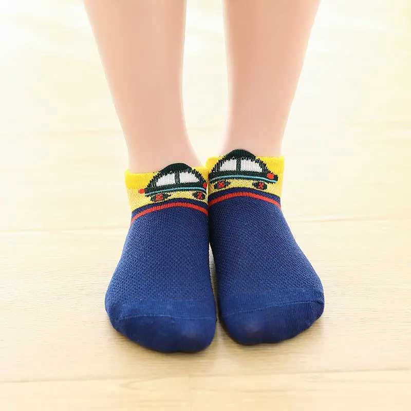 2024 New Fashion Spring Summer Children Socks Mesh Cotton Cartoon car Boys Socks Girls Socks 2-15 Year Kids Casual Boat Socks CL240824