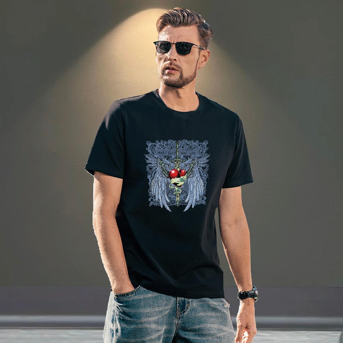 TOP Quality T Shirt For Man 100% Cotton 230g wing Daily Wear Anime Breathable Crew Neck Couples T Shirts Customized Tees