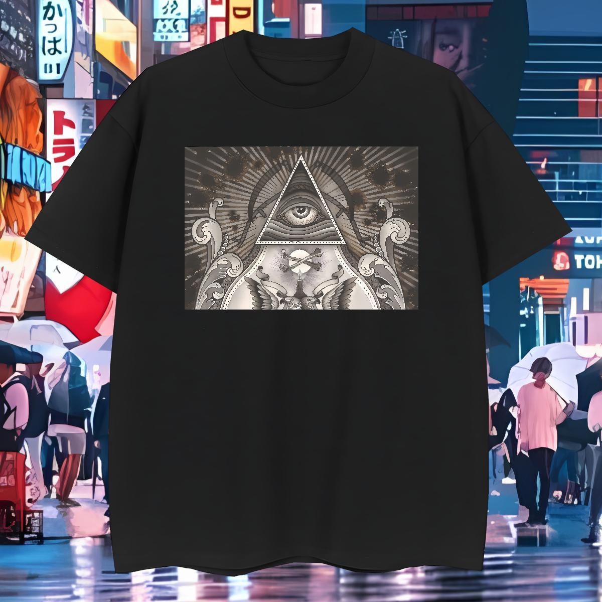 TOP Quality T-Shirts 230g Pure Cotton eye of the devil Summer Casual Custom Big Size Breathable Short Sleeve Mens Tshirts Classic Tops