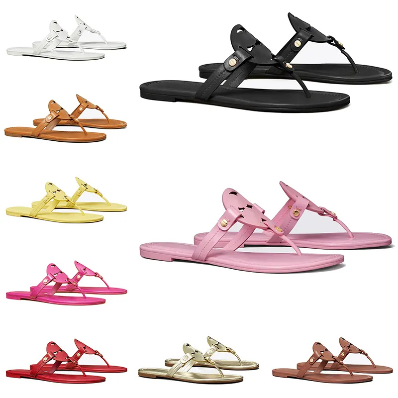 2025 women designer flat sandals fashion slides patent leather black white pink Petunia Brown Fuchsia Gold Butter womens sliders slippers ladies flip flops