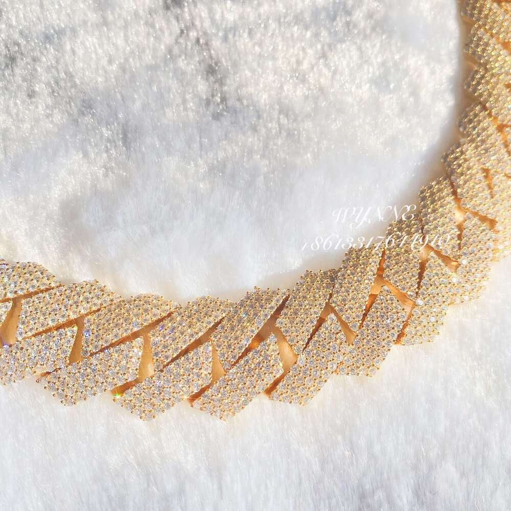 30.56Ctw Big Guy 20Mm 4 Row Diamonds Sterling Sier Iced Out Lab Moissanite Diamond Cuban Link Chain