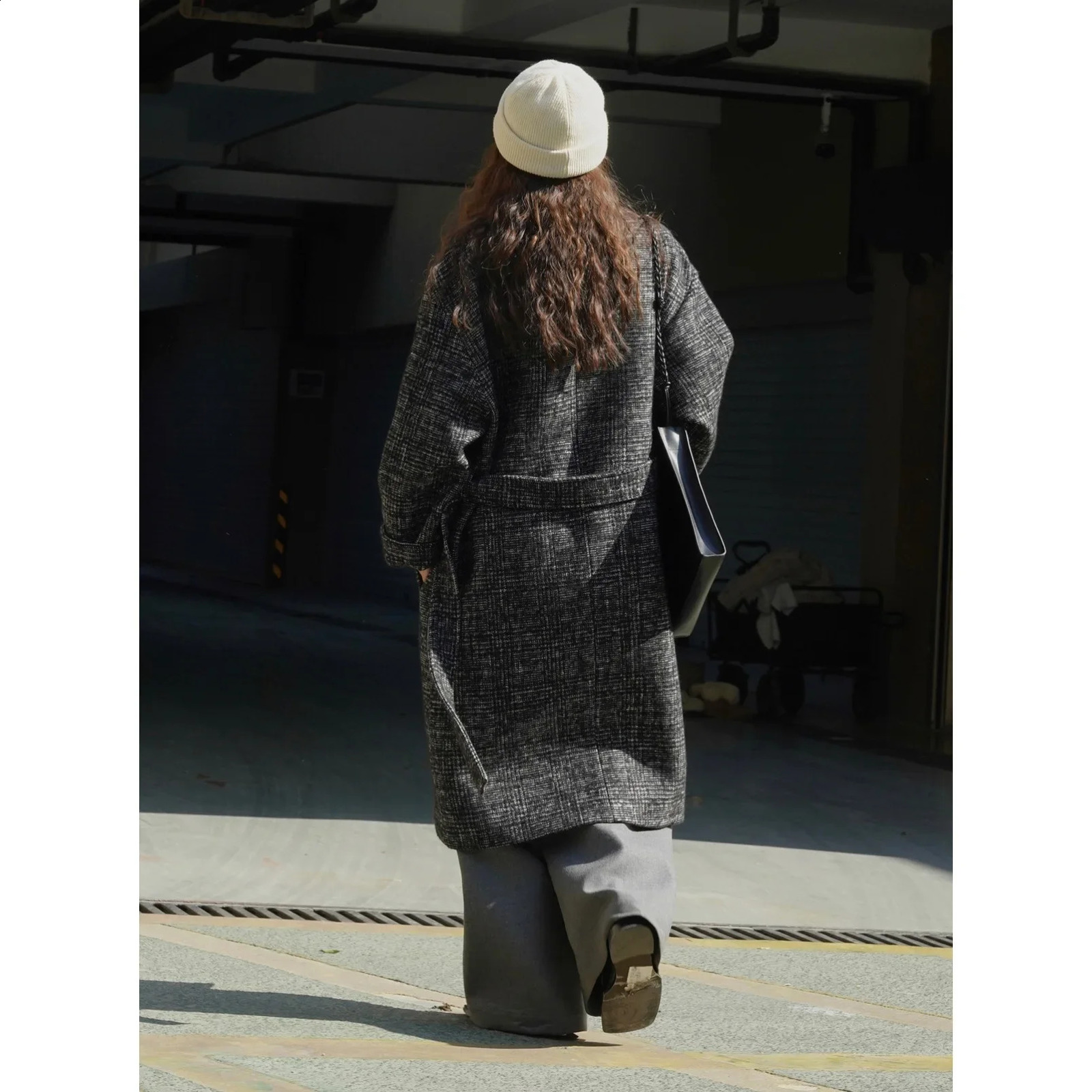 Lufou Winter Korean Vintage Chinese Horn Buttons Woolen Coat Loose Fit Slimming Thickened Jacket For Women 240823