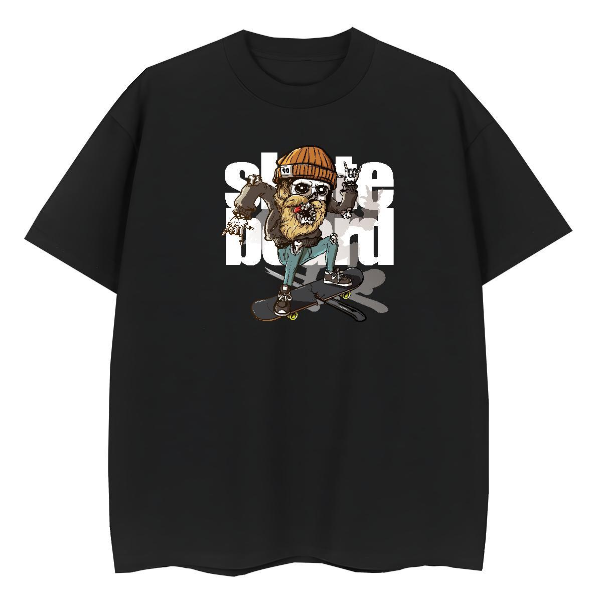 Popular T Shirts Men 230g Pure Cotton skull Street DIY Anime Breathable Men Tops Tees Fashion Design Tops Shirt