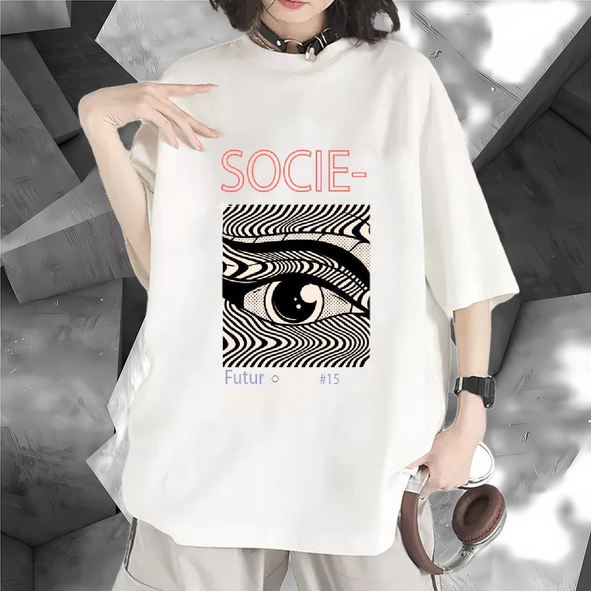 Unisex Tshirt for Man Woman 230g Pure Cotton eyes Summer Casual T-Shirts for Women Short sleeve Soft DIY Anime Printed Tops Tees