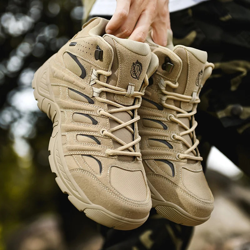 Autumn winter High Top Tactical Boots Outdoor Climbing Training Shoes Men Women Hiking Camping Ultralight Breathable 240822