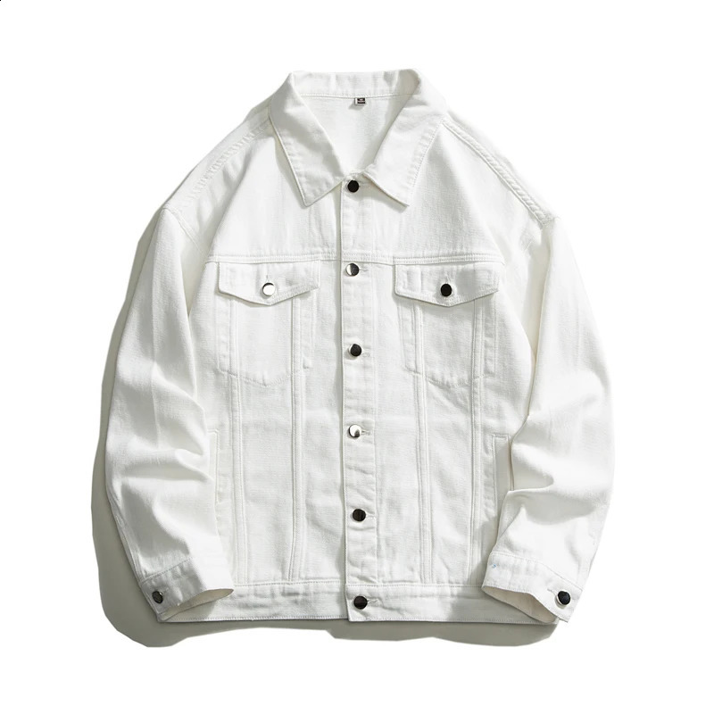 Autumn Mens Super Large White Denim Jacket Street Clothing Cotton Casual Full Match High Quality Jean Coats Blue Green Black 240824
