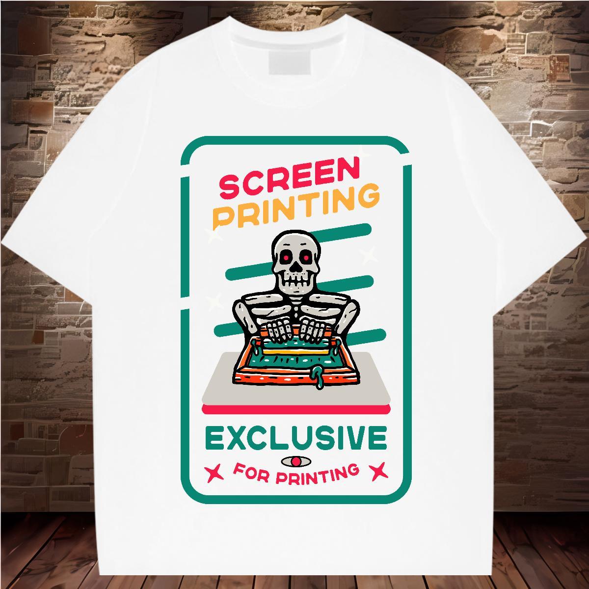 Cool T-Shirts 230g 100% Cotton skull Anime Printing Street Asian Size Breathable Men Clothes T-Shirt New Tee Shirt