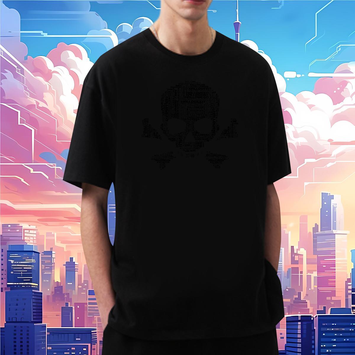 Designer Man T Shirts 230g 100% Cotton skull Street DIY Printed O Neck Short Sleeves Men Clothes T-Shirt Brand Polos