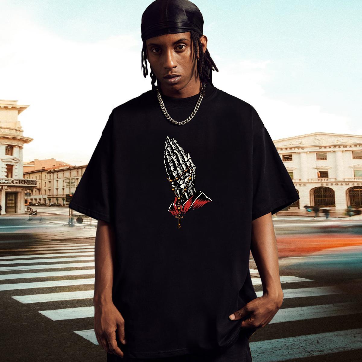 Comfortable T shirt 230g Pure Cotton skull Spring Summer Customized Crew Neck Men Tshirts 2024 DIY Tops