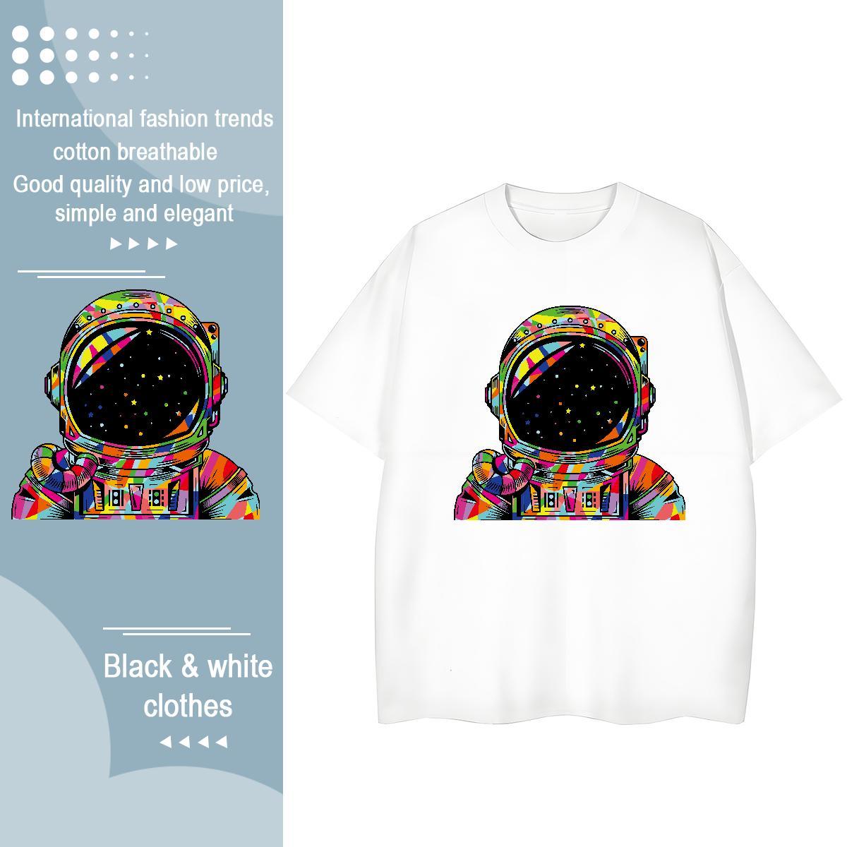 Lady Tshirt for Man Woman 100% Cotton 230g outer space Home Outdoor T shirt Breathable Short Sleeve Black Oversized Top Tees