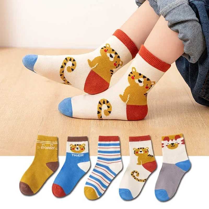5 Pairs Children Sock Medium Length Anime CartoonComfort Warm High Quality Kids Baby Socks Boy Socks Four Seasons CL240824