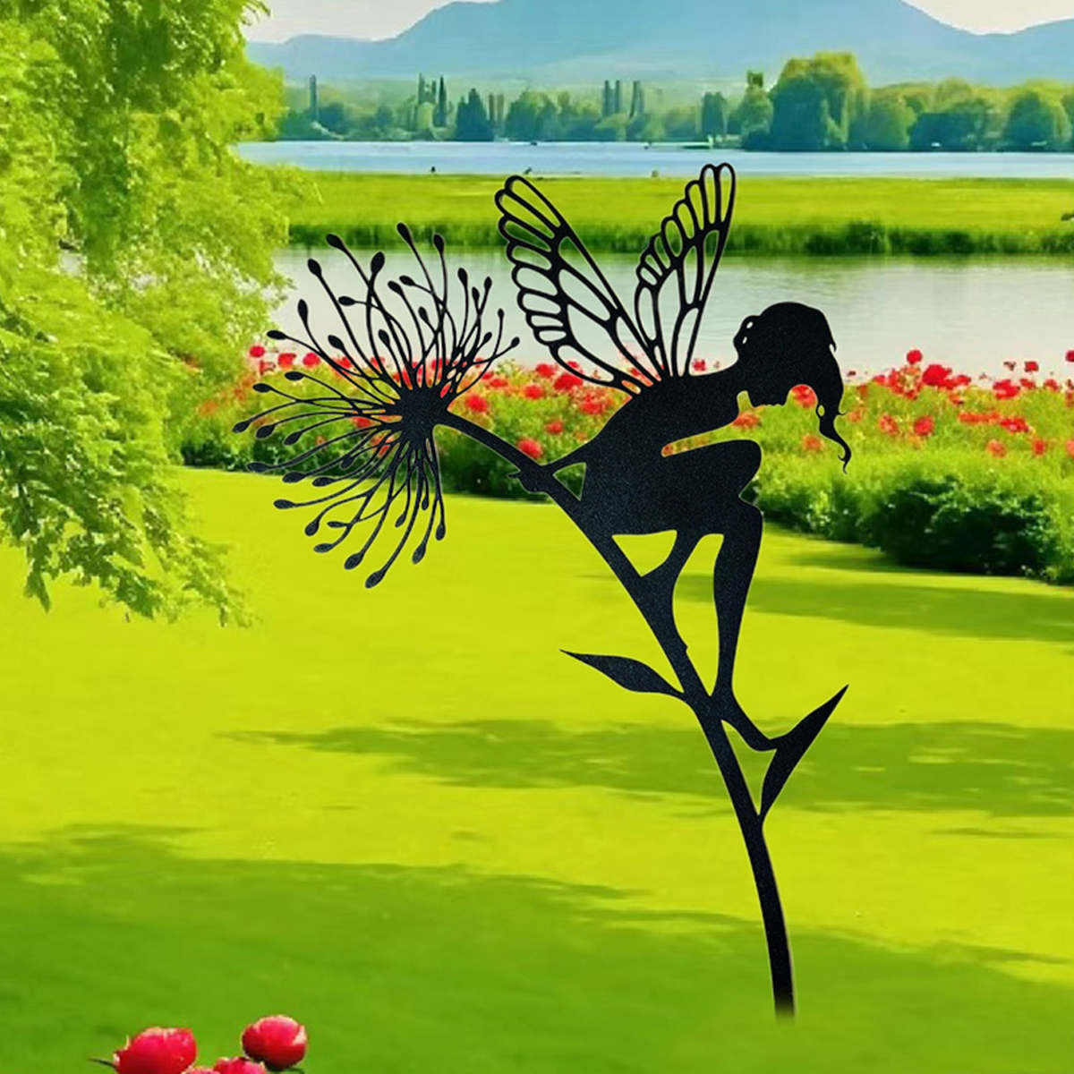 Garden Decoration Fairy Stake Garden Fairy Silhouette Art Outdoor Patio Lawn Deck Pathway Garden Fairy Decorations