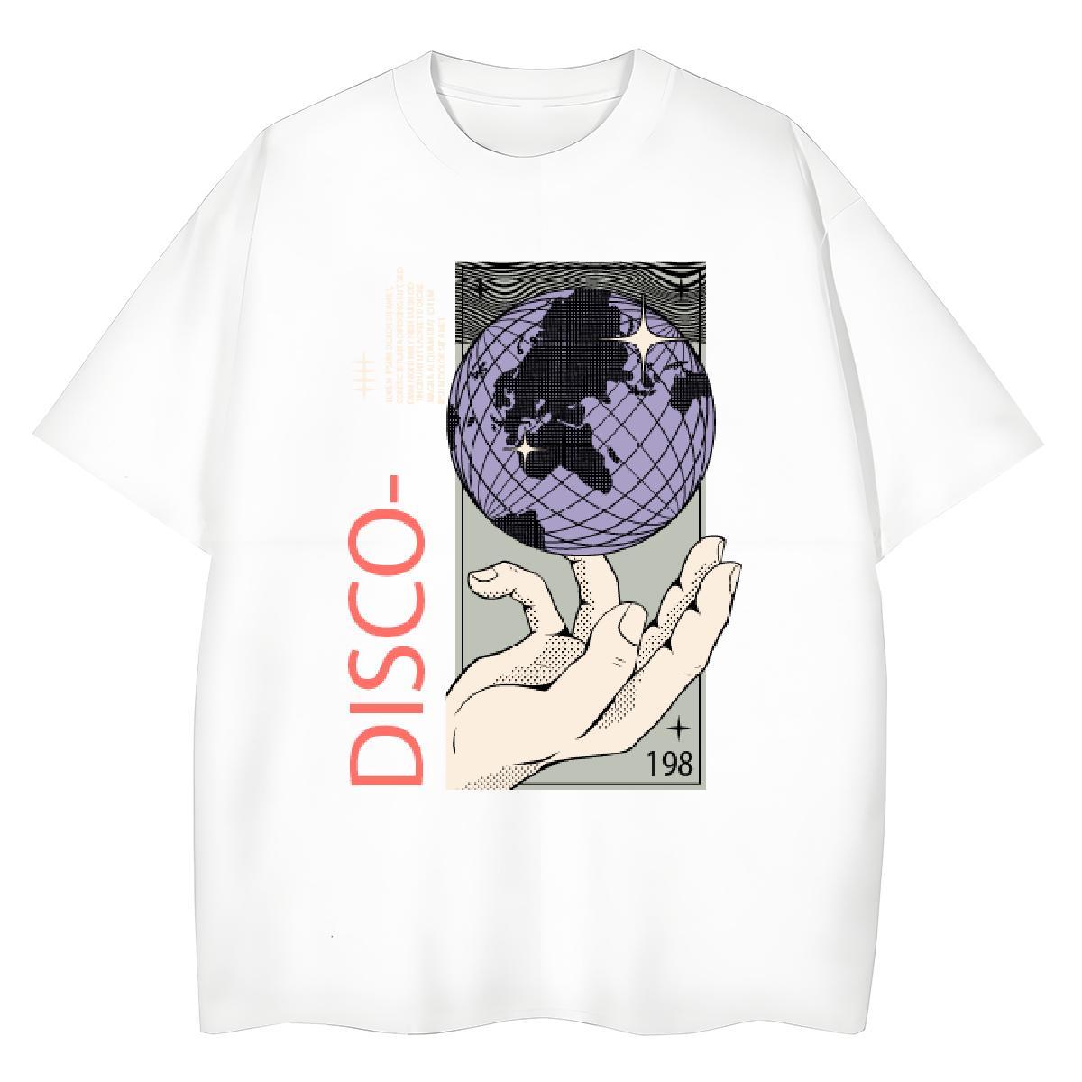 Comfortable T shirt 230g Pure Cotton disco Outdoor Black White Breathable Short Sleeve Men Tshirts Fashion Designer Tops Tees
