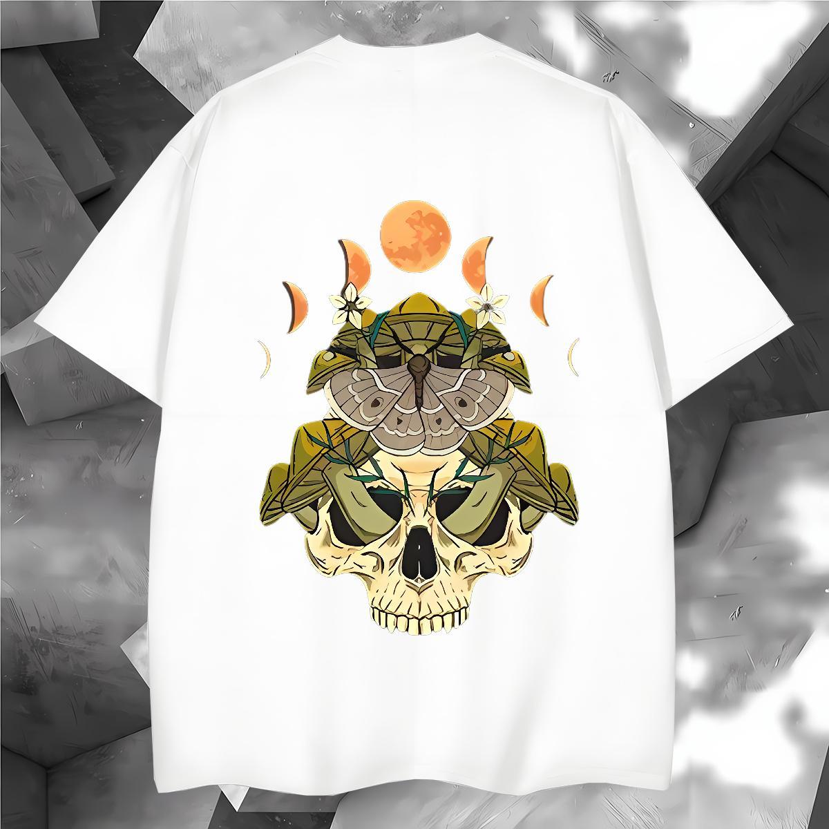 Designer Mens T Shirts 230g Cotton skull High Street Hip Hop DIY Printed Breathable Crew Neck Tshirts Classic Tee Shirt
