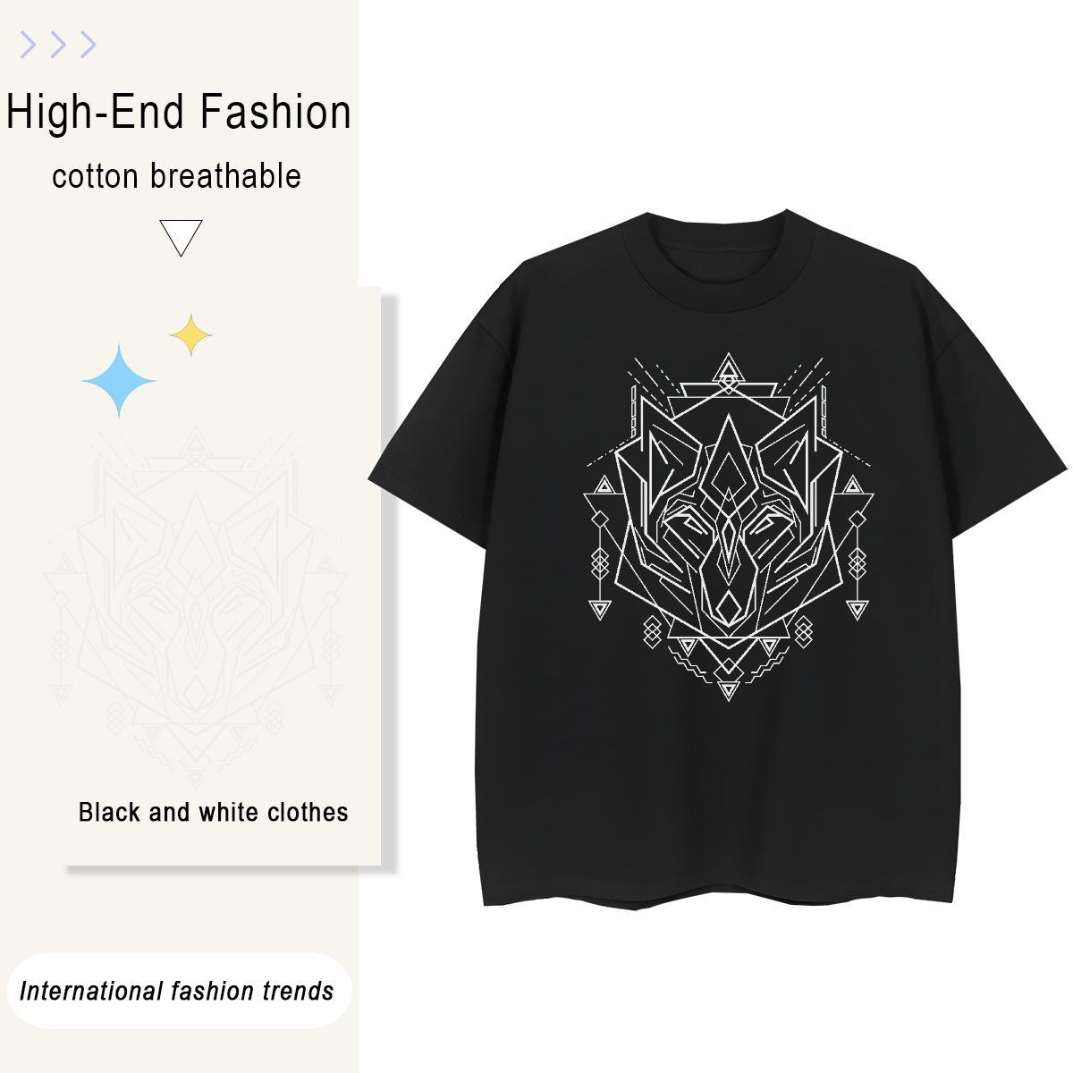Loose fit Womens Tshirts 230g 100% Cotton Lines Street Wear T-Shirts for Women O Neck Short Sleeves Anime Tops Shirt