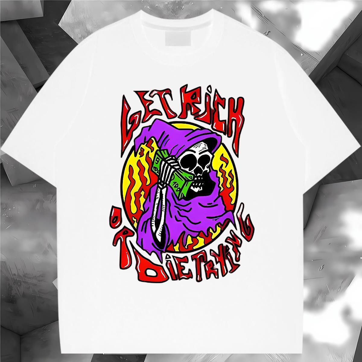 High Quality T Shirts Men 100% Cotton 230g skull Daily Wear DIY Anime Crew Neck Men Clothes T-Shirt New Tops