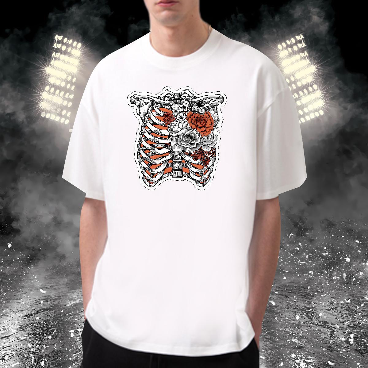 Popular Mens T Shirts 100% Cotton 230g skull Sport Plus Size Cartoon Breathable Soft Men Clothes T-Shirt Free Shipping Clothings