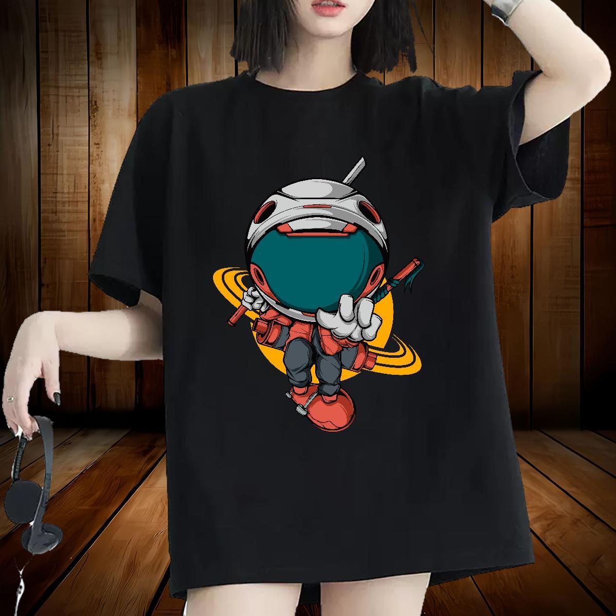 High quality Women Tshirts 230g Cotton universe Sport T shirt Short Sleeve O-Neck Black White Clothes Shirt