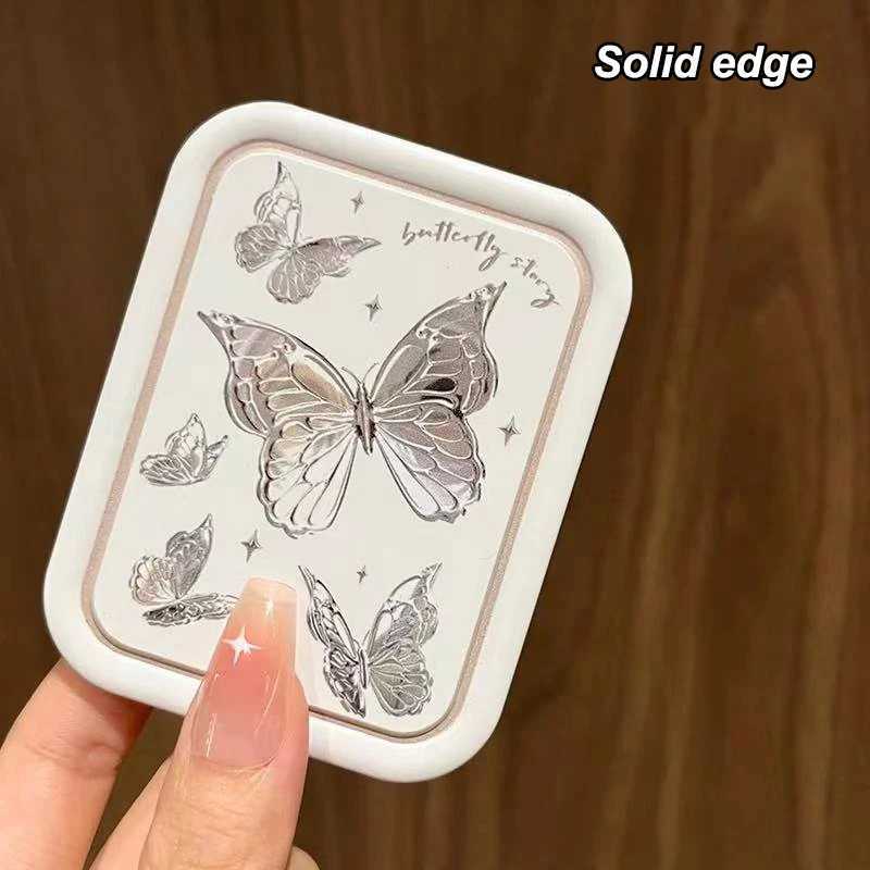 Portable Butterfly Flip-Top Folding Makeup Mirror Pocket Mirror Women Rectangle Cosmetic Make Up Mirror With CombXJ241213