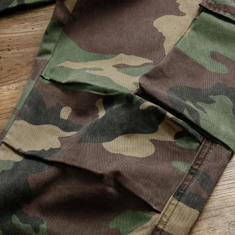 Gddqsdc Mens Camouflage Tactical Cargo Pants Loose Fit Casual Style American Retro Fashion Trouser Spring Season 240823